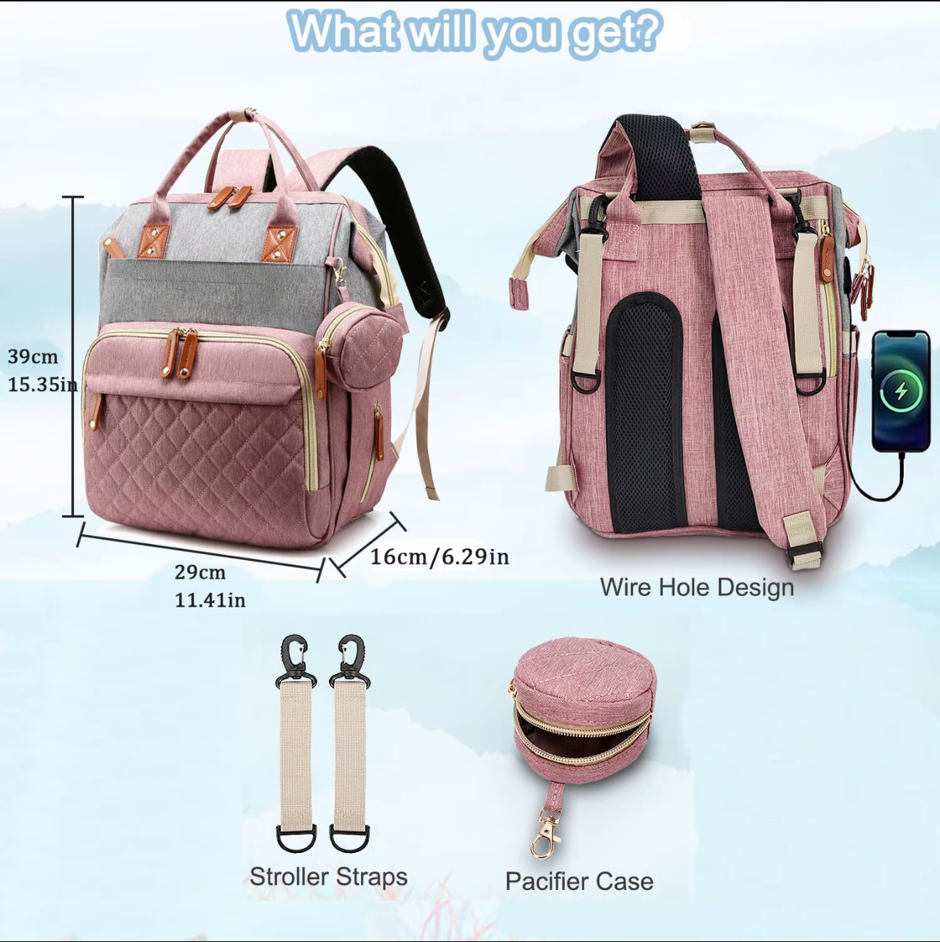 Sac à Langer Grande Capacité Multifonctionnel - 6 Compartiments avec Poche Isotherme